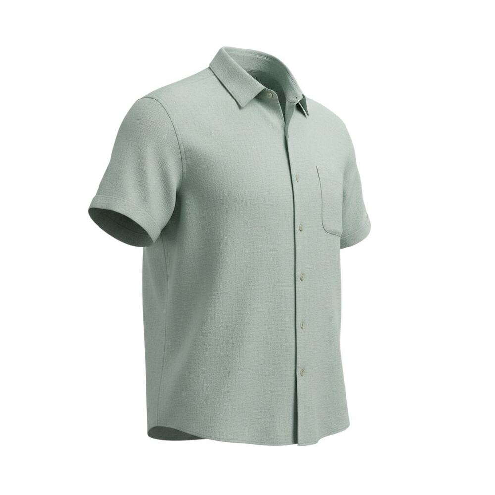 Bruno Positano Washable Linen Shirt Mens XL Green Short Sleeve Button Up